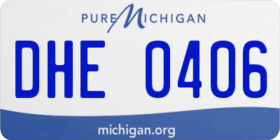 MI license plate DHE0406