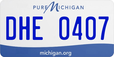 MI license plate DHE0407