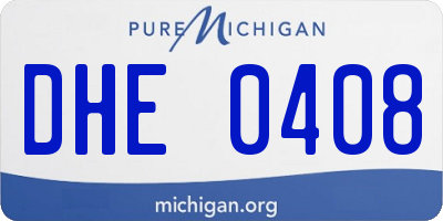 MI license plate DHE0408