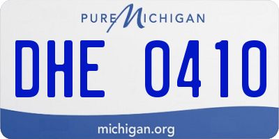 MI license plate DHE0410