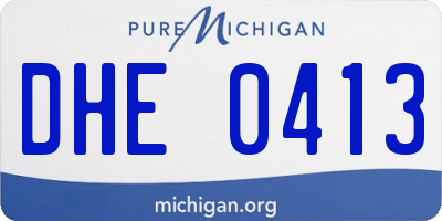 MI license plate DHE0413