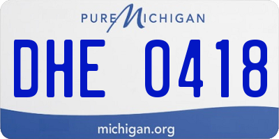 MI license plate DHE0418
