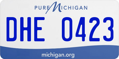 MI license plate DHE0423