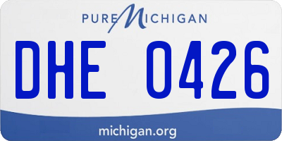 MI license plate DHE0426