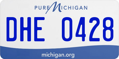 MI license plate DHE0428