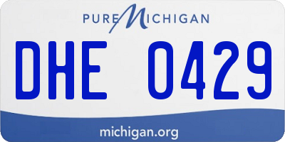 MI license plate DHE0429
