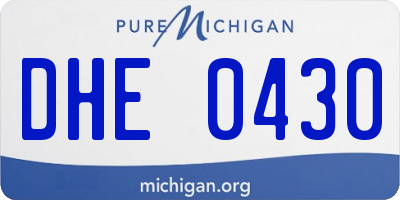 MI license plate DHE0430