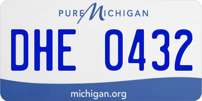MI license plate DHE0432