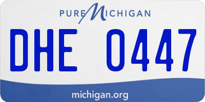 MI license plate DHE0447