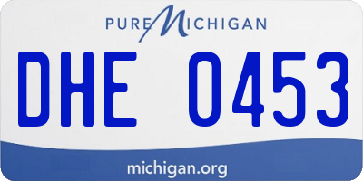 MI license plate DHE0453