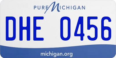 MI license plate DHE0456