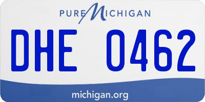 MI license plate DHE0462