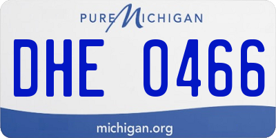 MI license plate DHE0466