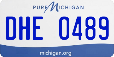 MI license plate DHE0489