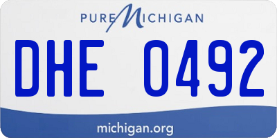 MI license plate DHE0492