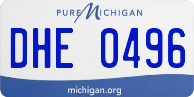 MI license plate DHE0496