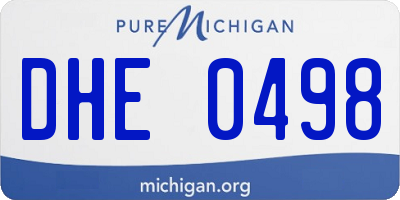MI license plate DHE0498