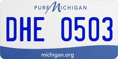 MI license plate DHE0503