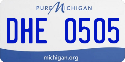 MI license plate DHE0505
