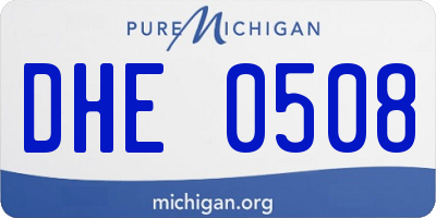 MI license plate DHE0508