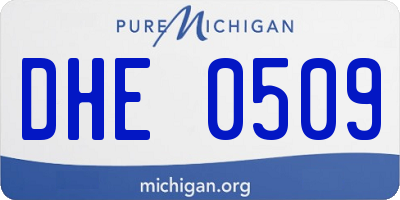 MI license plate DHE0509