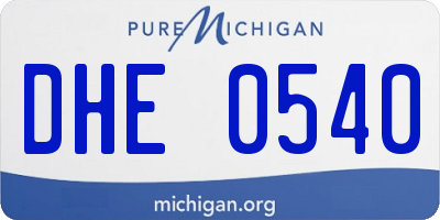 MI license plate DHE0540