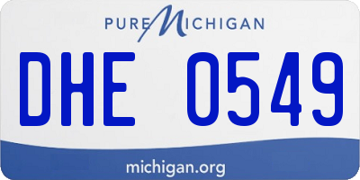 MI license plate DHE0549