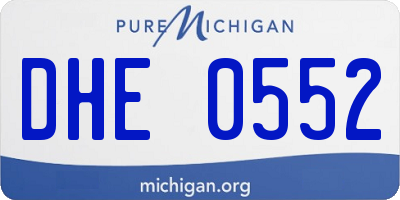 MI license plate DHE0552