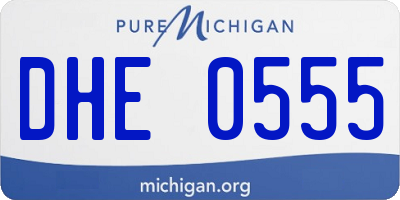 MI license plate DHE0555