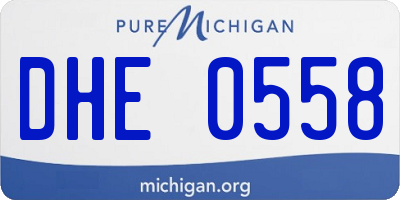 MI license plate DHE0558