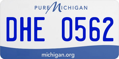 MI license plate DHE0562