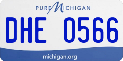 MI license plate DHE0566