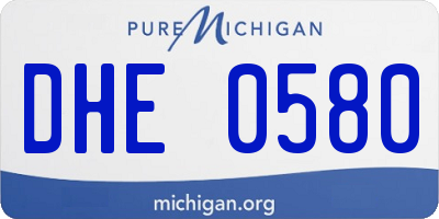 MI license plate DHE0580
