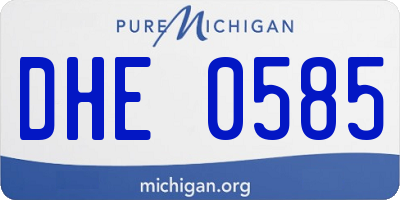 MI license plate DHE0585