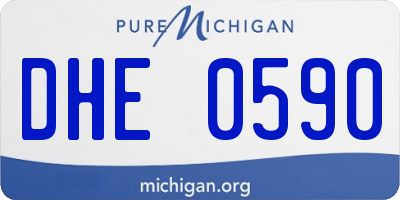 MI license plate DHE0590