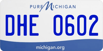 MI license plate DHE0602
