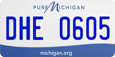 MI license plate DHE0605