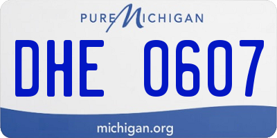 MI license plate DHE0607