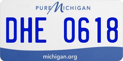 MI license plate DHE0618