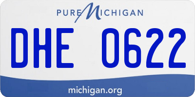 MI license plate DHE0622