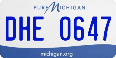 MI license plate DHE0647