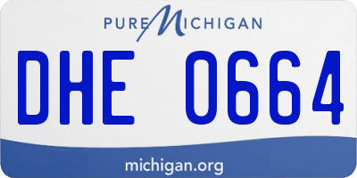 MI license plate DHE0664