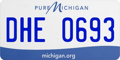 MI license plate DHE0693