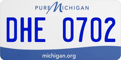 MI license plate DHE0702