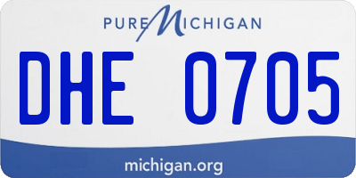 MI license plate DHE0705