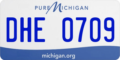 MI license plate DHE0709