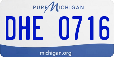 MI license plate DHE0716