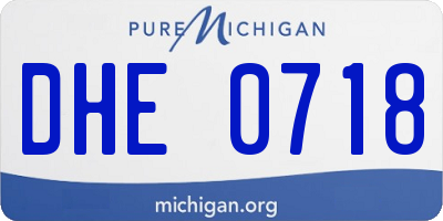 MI license plate DHE0718