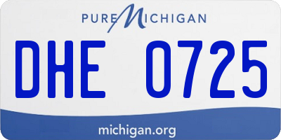 MI license plate DHE0725