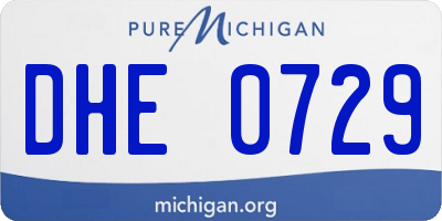 MI license plate DHE0729